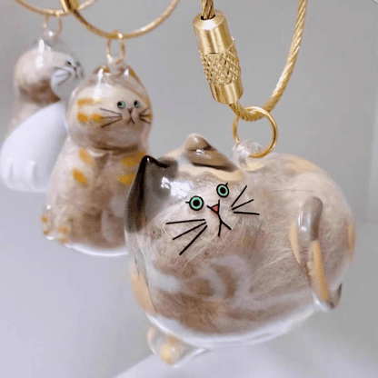 🐾1 Count Transparent Cat Hair Storage Capsule Keychain,🐱 Keepsake Decoration for Cat Lovers, 6 Cute Cat Designs Available💕